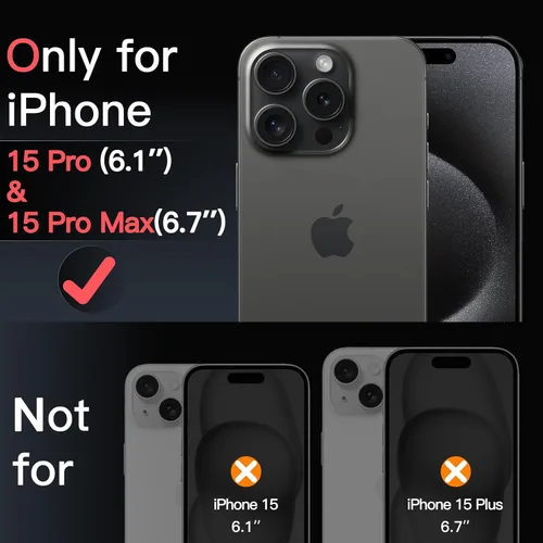 Vista 2 de JETech Protector de lente de cámara para iPhone 15 Pro de 6.1 pulgadas y iPhone 15 Pro Max de 6.7 pulgadas, cubierta de anillo individual de metal