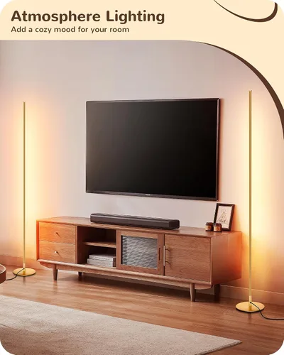 Vista 5 de Lámpara de pie EDISHINE, lámparas de pie con control remoto y interruptor de pie para sala de estar, lámpara de pie regulable del 10% al 100% con 7