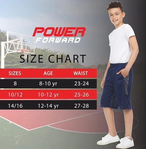Vista 6 de Power Forward Paquete de 4 pantalones cortos de gimnasio ligeros para niños y jóvenes, atléticos, rendimiento activo, entrenamiento, baloncesto