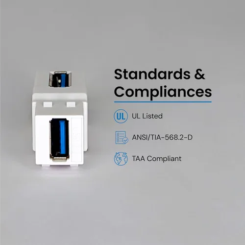 Vista 5 de ICC Acoplador modular USB 3.0 de 90 grados en blanco para estilo HD