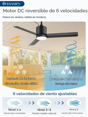 Vista 4 de Ventilador de techo negro de 42 pulgadas para interiores