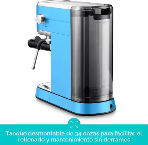 Vista 5 de CASABREWS CM5418 Cafetera espresso de 20 bares, cafetera de acero inoxidable con varita espumadora de leche, cafetera profesional con tanque de agua