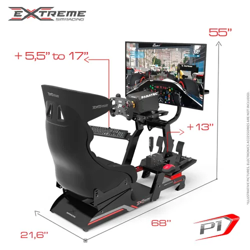 Vista 5 de Extreme Sim Racing Wheel Stand Advanced Cockpit P1 Black Edition Racing Simulator For Logitech G29, G920, G923 Thrustmaster Fanatec Simagic - DIRECT