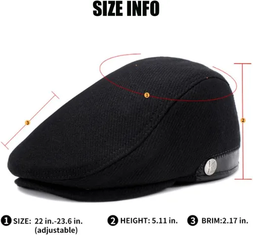 Vista 3 de Sombrero de Newsboy para hombre con orejeras plana Ivy Cap Cabbie Driving Winter Hat