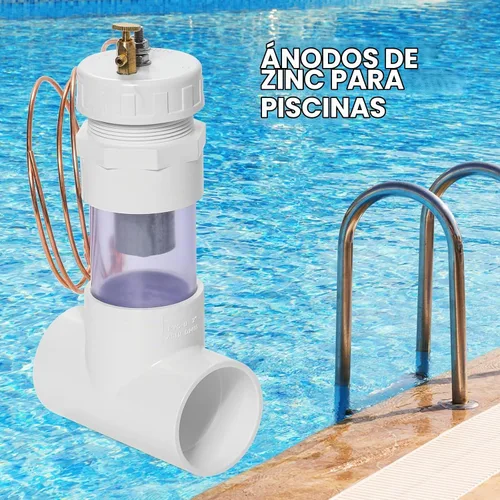 Vista 5 de briidea Nuevo Instale 2 '' ánodos de zinc en línea para piscinas de agua salada blanco