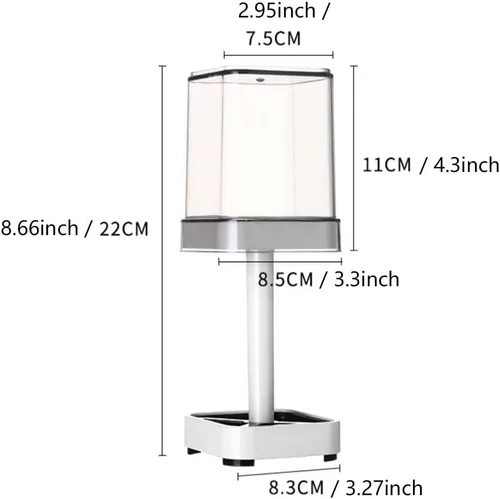 Vista 4 de El soporte para cepillos de dientes con taza/cubierta contiene 3 ranuras, compatible con cepillos de dientes convencionales, puede almacenar pasta