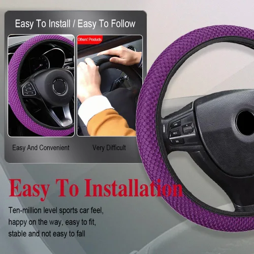Vista 5 de HAOBO Funda Elástica Extensible para Volante, Funda para Volante Automotriz de 15 Pulgadas, Protector de Volante Extensible Cómodo y Transpirable