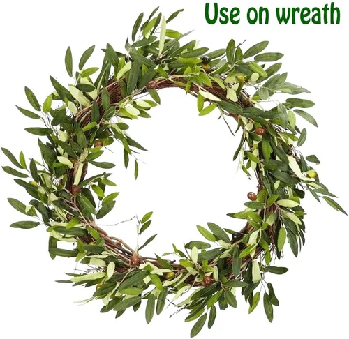 Vista 5 de 3 ramas de olivo artificiales de 38 pulgadas con frutas, tallos de vegetación sintética con hojas para decoración rústica de granja, arreglos