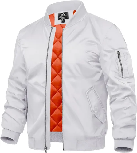 Vista 13 de TACVASEN - Chaqueta bomber para hombre, cortavientos, chaqueta térmica acolchada, abrigada, para invierno