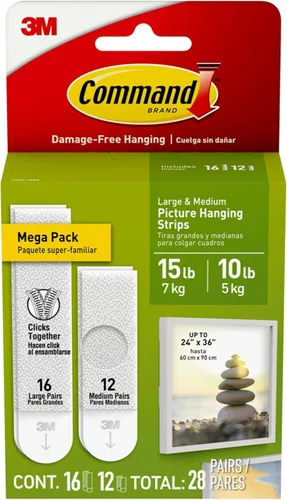 Vista 13 de Command 15 & 10 lb Assorted Picture Hanging Strips, 28 Pairs (56 Strips) (Pack of 2)