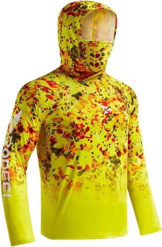 Vista 11 de Rodeel - Camisa de pesca para hombre con manga larga, UPF 50+, rendimiento de alto rendimiento para senderismo, con máscara, protección UV