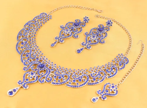Vista 103 de Conjunto precioso de collar con look real Indian Bollywood, maravillosamente decorado, conjunto de collar adornado para mujer.