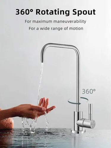 Vista 5 de Grifo de agua potable,Grifo de filtro de agua sin plomo,Grifos de ósmosis inversa fáciles de instalar para fregadero de barra de cocina, acero
