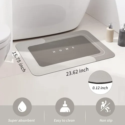 Vista 2 de Housego Tapete mágico de baño absorbente, alfombra de secado rápido, tapete mágico de baño antideslizante, alfombra de piso con respaldo de goma