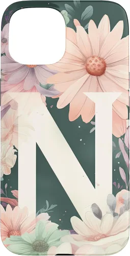 Vista 6 de iPhone 16 Beautiful Daisy Flowers Initial Letter N Monogram Watercolor Case