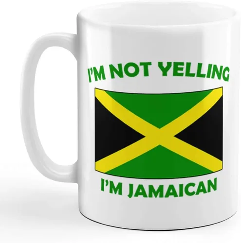 Vista 7 de Taza de café divertida personalizada Taza de café I'M Not Yelling I Am Jamaica Jamaica Taza de té de cerámica blanca de 11 oz Texto personalizado