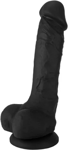 Vista 2 de Pene de silicona realista de 8 pulgadas con ventosa, consolador, Negro, 1, 1