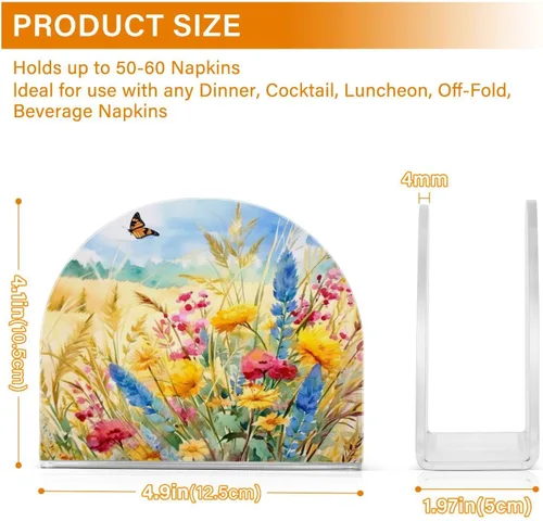Vista 3 de Servilleteros de flores rurales y mariposas para mesas, servilleteros de acrílico transparente, servilleteros de cóctel para cocina, restaurante