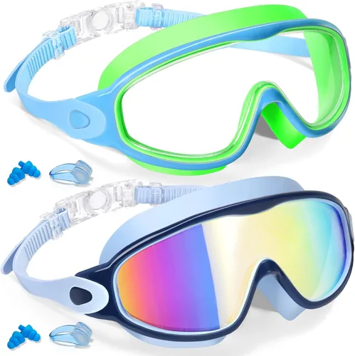 Vista 8 de Keary - Paquete de 2 gafas de natación para niños de 3 a 15 años, protección ultravioleta, antivaho, para piscina, agua, para niños, niñas, jóvenes