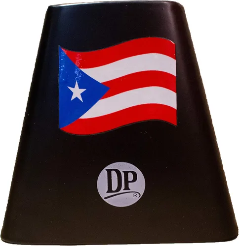 Vista 2 de DP Music Bandera de Puerto Rico Campana de Vaca Metálica de 5 Pulgadas Fabricante de Ruido con Batidor - Cencerro para Deportes, Juegos de Fútbol
