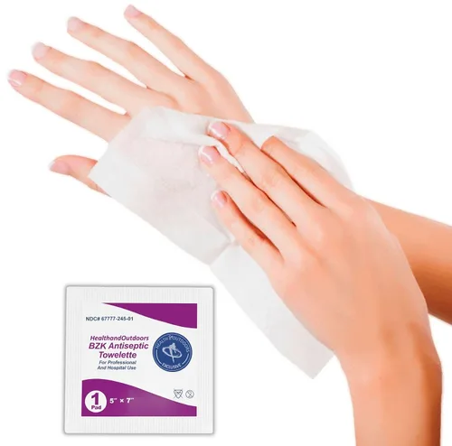 Vista 4 de BZK - Toalla húmeda antiséptica de 5 x 7 pulgadas (125 unidades) para limpieza de manos y cuerpo, sin alcohol, toallas envueltas individualmente