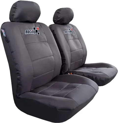 Vista 11 de Fundas de asiento de lona negra, juego completo, resistente al agua, protección interior de camión, ajuste universal, compatible con airbag