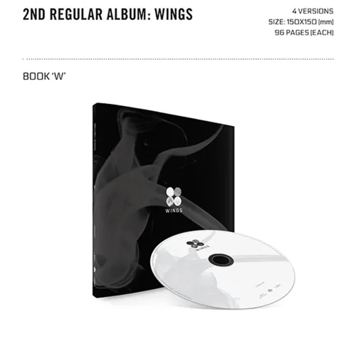 Vista 2 de BANGTAN BOYS 2nd KPOP BTS WINGS Vol. 2 Álbum [Versión W] CD + póster oficial plegado + libro de fotos + tarjeta de fotos + regalo adicional