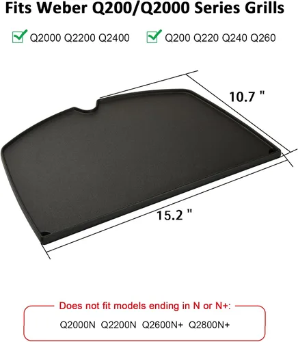 Vista 2 de Stanbroil Placa reversible para parrillas Weber Q200 Q2000 Series