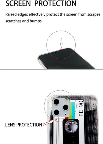 Vista 3 de Fateam - Funda para iPhone 11 Pro, acabado mate, resistente, suave, con parachoques suave, funda de casete retro compatible con iPhone 11 Pro
