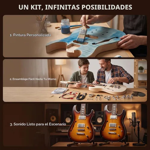 Vista 8 de Kit de guitarra para principiantes, cuerpo de tilo con tapa