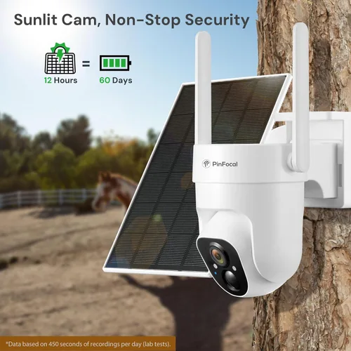 Vista 6 de Cámara de seguridad celular 4G LTE inalámbrica para exteriores, no necesita WiFi, visión nocturna a color 2K, panorámica/inclinación de 360°