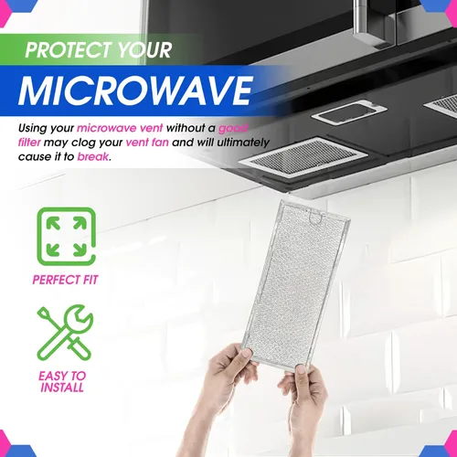 Vista 5 de Filtro de microondas de repuesto de 13.30 x 5.85 pulgadas para filtro de microondas 6802A 4393862 Whirlpool se adapta a varias marcas – Filtro