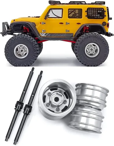 Vista 3 de RCHUBAM Llantas de rueda delantera RC con eje de transmisión CVD para 1/24 Axial SCX24 Deadbolt Bronco C10 RC Crawler Car Front Wheel Hubs Crawler