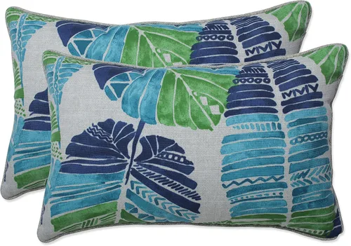 Vista 62 de Pillow Perfect Almohadas lumbares Delray azul marino para exteriores/interiores, 11.5 x 18.5 pulgadas, paquete de 2