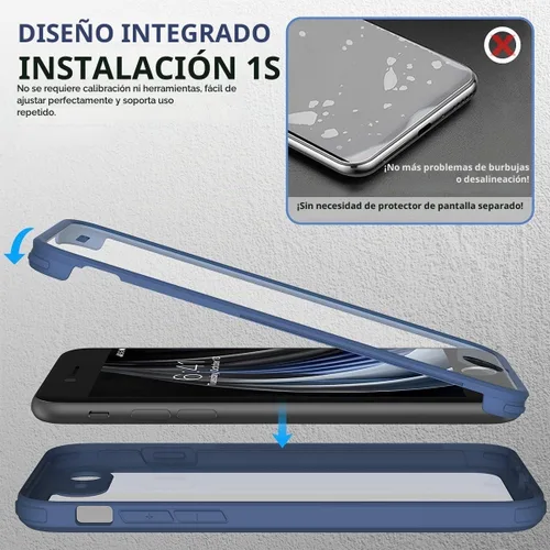 Vista 4 de Miracase Funda de teléfono para iPhone SE de 3ª/2ª generación 2022 2020 de cuerpo completo con protector de pantalla de vidrio integrado, cubierta