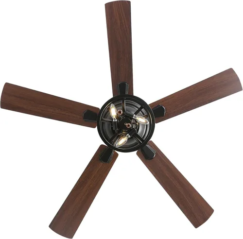 Vista 3 de Ventilador de techo industrial para interiores de 52 pulgadas de color negro con Pullchin (5 cuchillas)