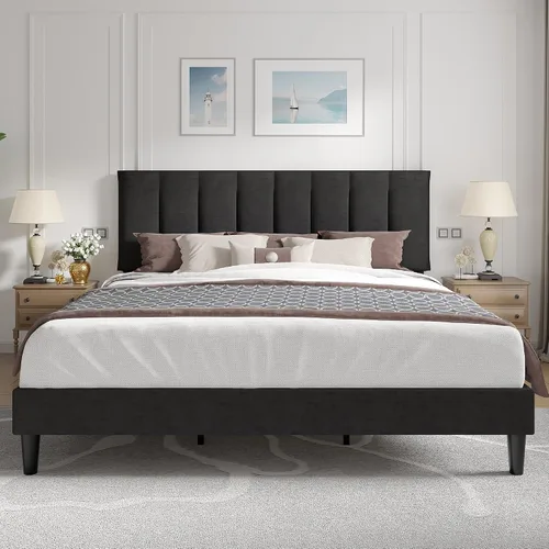 Vista 29 de VECELO Base de cama de tamaño individual con cajón de almacenamiento, base de cama de plataforma resistente con cabecera y fuerte soporte de Negro
