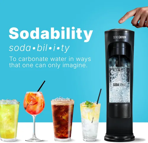 Vista 5 de SENSEation Máquina de Soda Gadgets de Cocina, Nuevos Artículos Esenciales para el Hogar - Juego de Máquina de Agua con Gas con 1 Cartucho de CO2