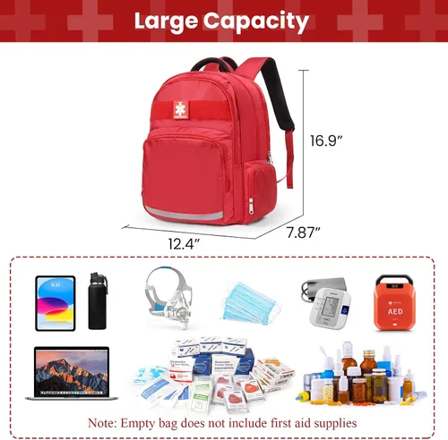 Vista 2 de Gatycallaty Mochila de primeros auxilios Emt Bolsa de primeros auxilios Vacía Ems Emergencia Salud en el Hogar Senderismo Trauma Viajes Camping Rojo