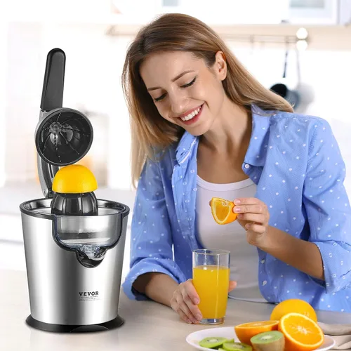 Vista 8 de VEVOR Exprimidor eléctrico de cítricos, exprimidor de jugo de naranja con conos de jugo de dos tamaños, máquina de jugo de naranja de acero