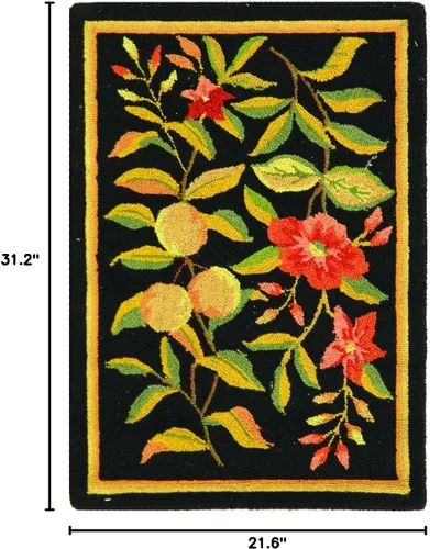 Vista 2 de SAFAVIEH Chelsea Collection - Alfombra decorativa de 1 pies 8 pulgadas x 2 pies 6 pulgadas, color negro, lana de campo francesa enganchada a mano