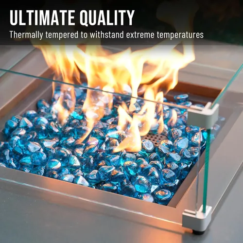 Vista 4 de Skyflame Diamantes de vidrio de fuego de 10 libras para paisajismo de chimeneas de hoguera, diamantes de fuego de vidrio reflectante de 1/2 pulgada