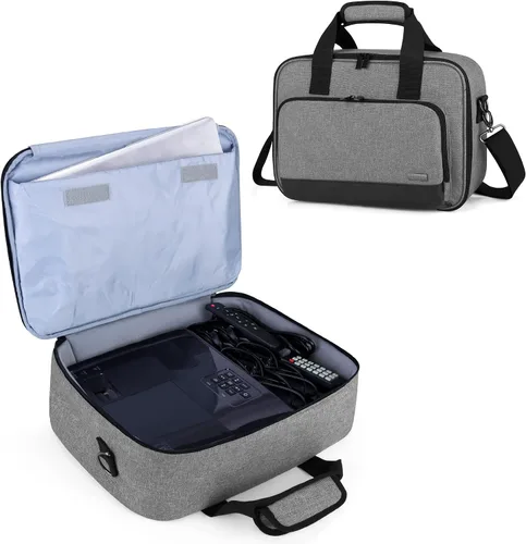Vista 8 de LUXJA - Bolsa grande para proyector con funda protectora para laptop de 15.6", color negro Estuche de transporte para proyector con bolsillos