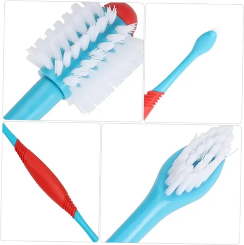 Vista 3 de Juego de pasta de dientes y cepillo de dientes para mascotas, cepillo de dientes de doble cabeza para limpieza profunda, limpiadores de dientes