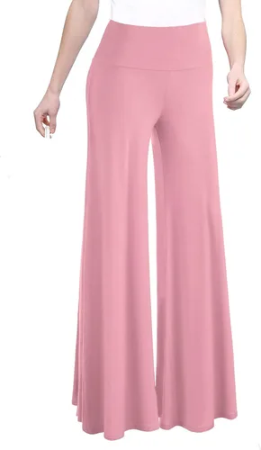 Vista 10 de Made By Johnny MBJ - Pantalones Palazzo de pierna ancha sólidos y teñidos con técnica batik, cómodos y casuales para mujer (XS~5XL)