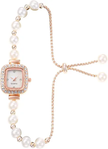 Vista 7 de ADSBIAOYE Reloj de pulsera floral simple de moda para mujer, reloj de lujo ligero de cuarzo con diamantes Dorado