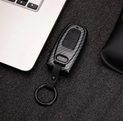 Vista 7 de Funda para llavero Beerte compatible con Audi A3 A4 A5 A6 A7 A8 S5 Q3 Q5 Q7 TT, llave inteligente de 3 botones, control remoto, llave de acceso sin