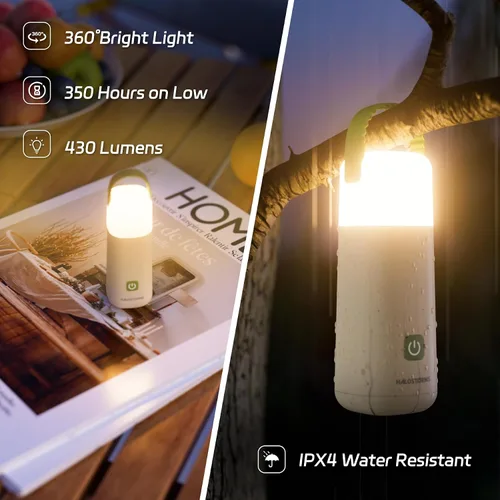Vista 4 de Linterna de campamento, linterna recargable de 350 horas de tiempo de funcionamiento, linterna de 3200 mAh con 4 modos, luz impermeable para tienda