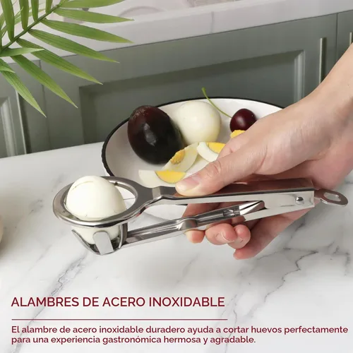 Vista 6 de Best Utensils - Cortador de huevos de acero inoxidable, divide huevos duros en 6 segmentos iguales en una sola acción