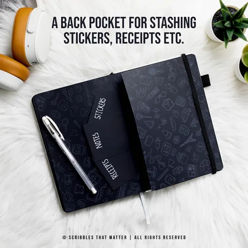 Vista 7 de Cuaderno de diario con viñetas de puntos de bala en papel negro A5 Starry Night de Scribbles That Matter Bolígrafo de gel blanco gratis Papel